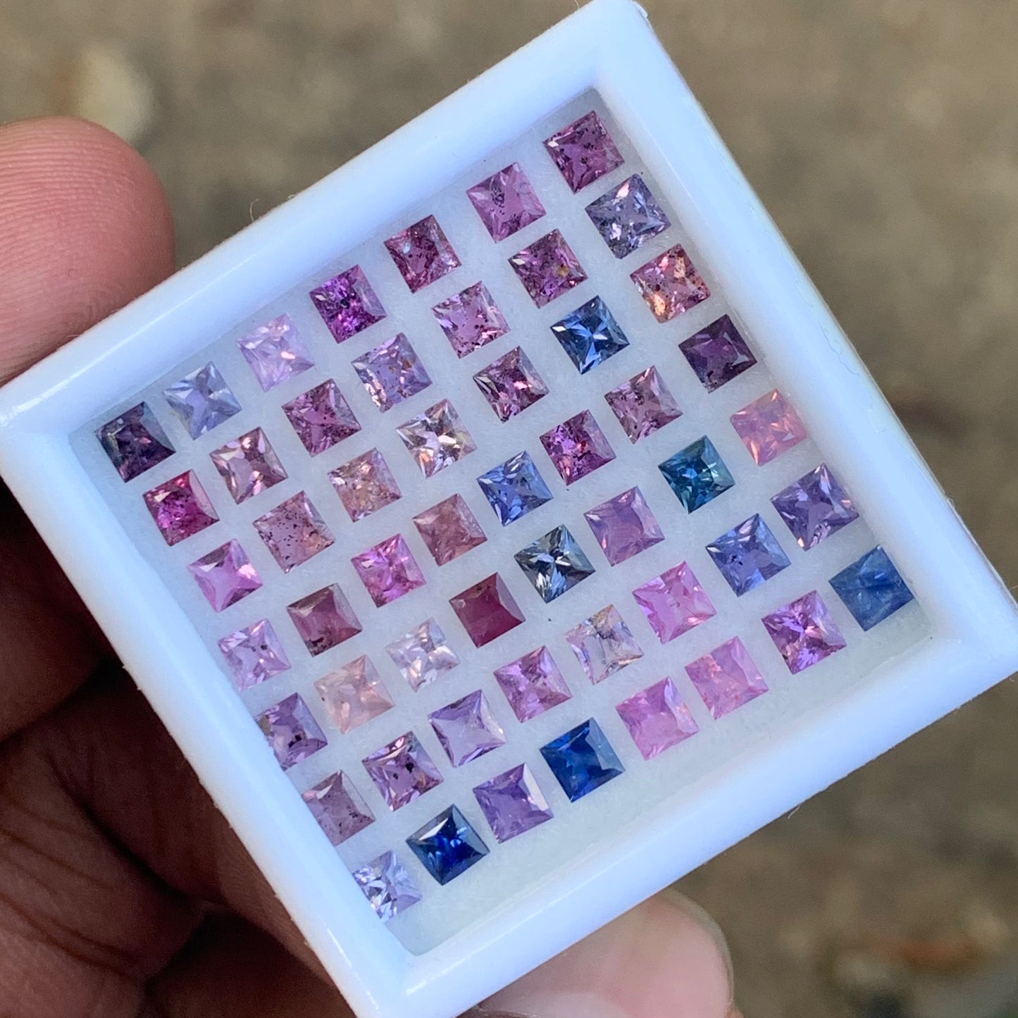 Unheated Sapphire Multicolor Princess Cut Square 9.08 Ct / 21 Natural Loose Gemstone Parcel from Sri Lanka