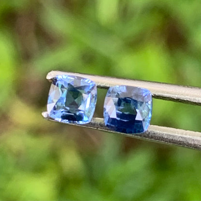 Blue Sapphire Cushion Pair 3.9 mm / 0.8 Ct Heated Only Natural Loose Gemstones for Earrings