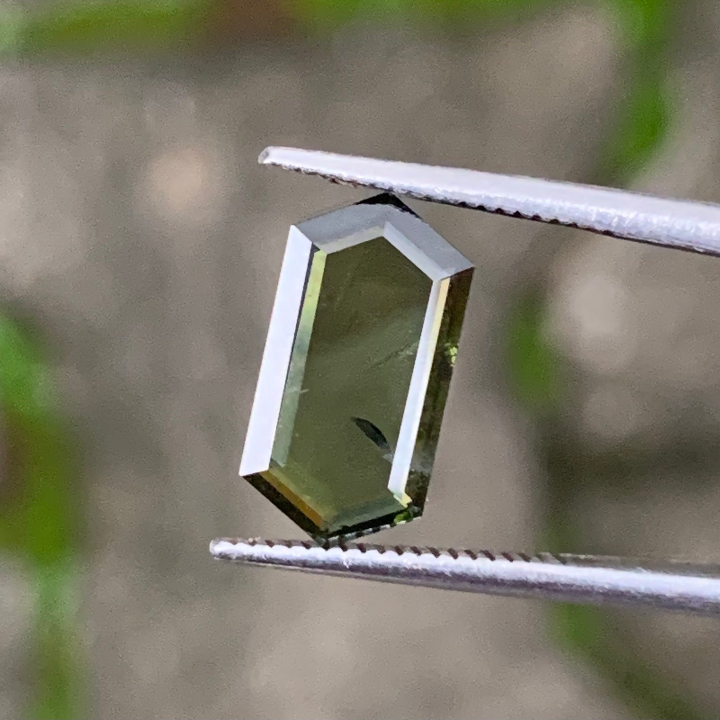 Portrait Cut Green Zircon Elongated Hexagon Tablet 2.1 Ct Natural Loose Gemstone For Jewelry
