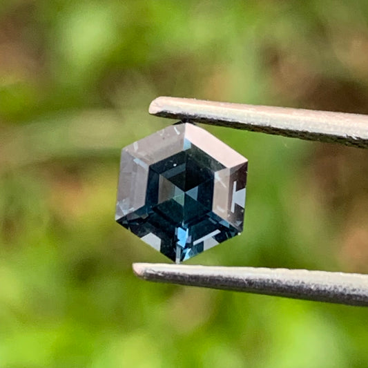 Teal Blue Spinel Hexagon 5.4 mm / 0.81 Ct Natural Loose Gemstone For Jewelry Making