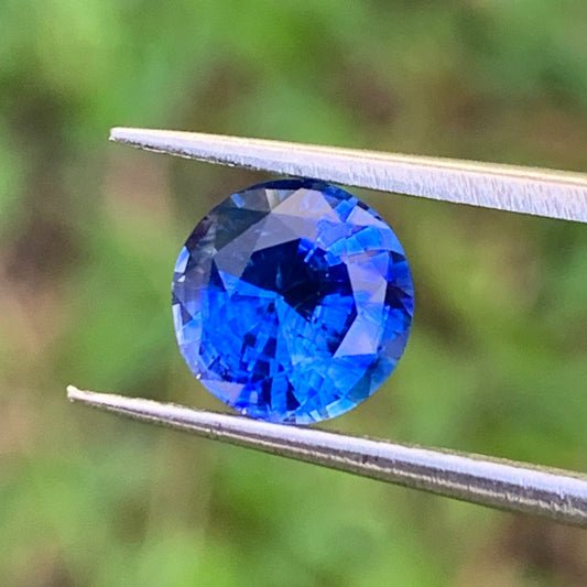 Blue Sapphire 6.8 mm Round Heated Only 1.45 Ct Natural Loose Gemstone for Jewelry Making
