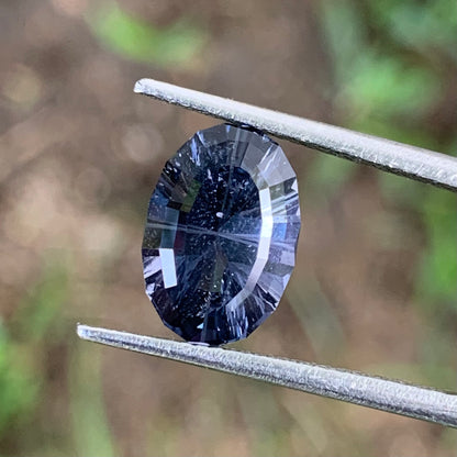 Deep Blue Spinel Concave Cut / Fantasy Cut Modified Oval 3.09 Ct Natural Loose Gemstone From Sri Lanka
