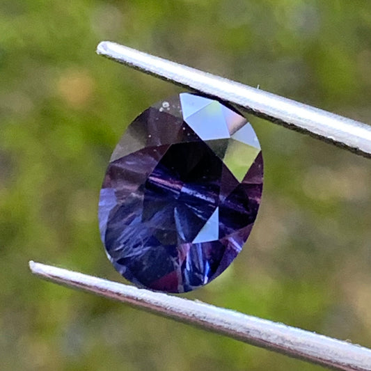 Deep Purple With A Velvet Touch Spinel Concave Cut / Fantasy Cut Oval 3.13 Ct Natural Loose Gemstone From Sri Lanka