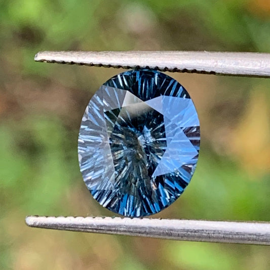 Teal Blue Spinel Fantasy Concave Cut Oval 2.79 Ct Natural Loose Gemstone From Sri Lanka