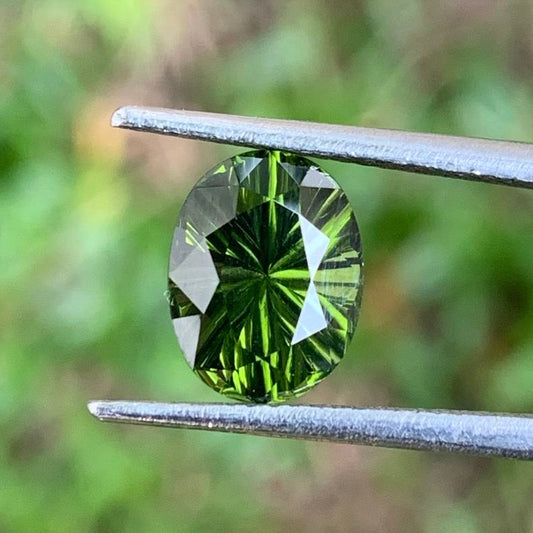 Green Zircon Oval Fantasy Cut 2.8 Ct Ceylon Natural Loose Gemstone