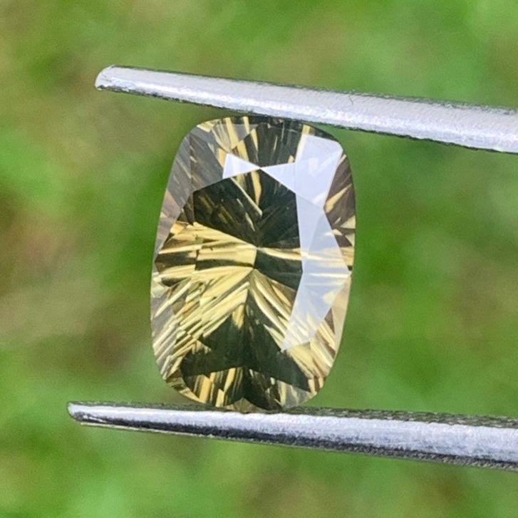 Yellowish Green Zircon 2.53 Ct Concave Cut Rectangular Cushion Natural Heated Only Loose Gemstone