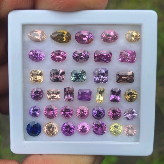 Sapphire Multicolor Natural Heated Only Loose Gemstone Parcel 20.46 Ct / 36 Gemstones From Sri Lanka