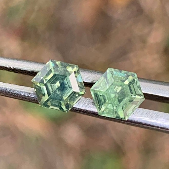 Natural Green Zircon Step Cut 5.5 mm Hexagon Pair 1.62 Ct Natural Loose Gemstones for Earrings