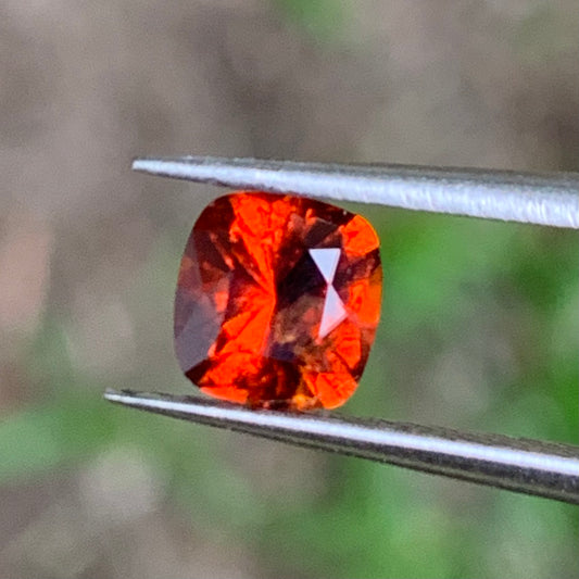 Orange Hessonite Garnet Cushion 0.69 Ct Loose Gemstone For Contemporary Jewelry