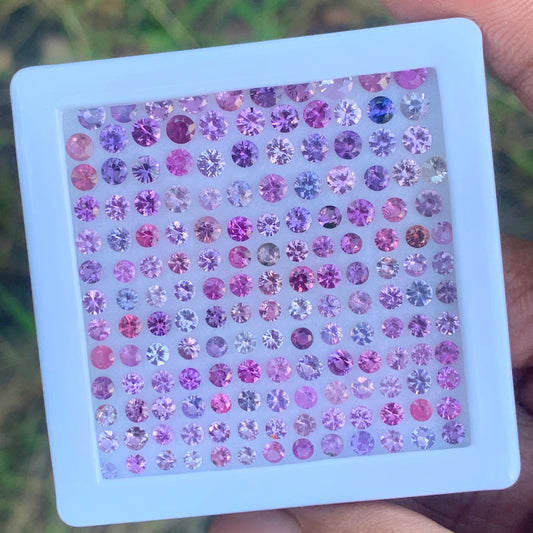 Sapphire Pink and Purple Brilliant Cut Round Natural Unheated 12.90 Ct / 160 Loose Gemstone Parcel from Sri Lanka