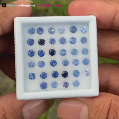 Blue Sapphire 3.3 mm Rounds 5.76 Ct Loose Gemstone Parcel of 34 Stones 💎