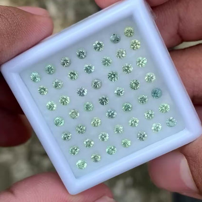 Green Sapphire 2.7 mm Rounds 4.8 Ct Loose Gemstone Parcel of 49 Stones