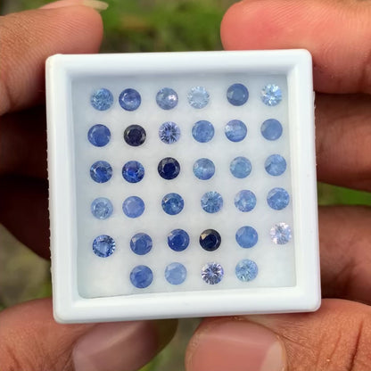 Blue Sapphire 3.3 mm Rounds 5.76 Ct Loose Gemstone Parcel of 34 Stones