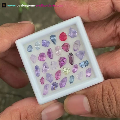 Unheated Sapphire Fancy Geometric Shape Natural Multicolor Loose Gemstone Parcel 10 Ct / 30 Gemstones From Sri Lanka 💎✨