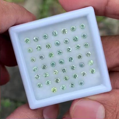 Green Sapphire 2.5 mm Rounds 3.71 Ct Loose Gemstone Parcel of 46 Stones