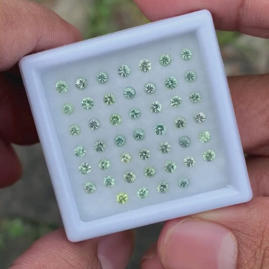 Green Sapphire 2.5 mm Rounds 3.71 Ct Loose Gemstone Parcel of 46 Stones 💎