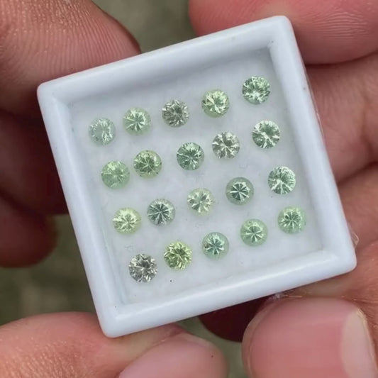 Green Sapphire - 2.9 mm Rounds, 2.41 Ct Loose Gemstone Parcel (20 Stones) 💎