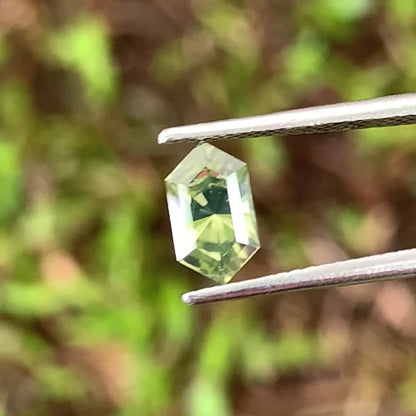 Yellowish Green Zircon Elongated Hexagon Precision Cut 1.23 Ct Ceylon Natural Loose Gemstone