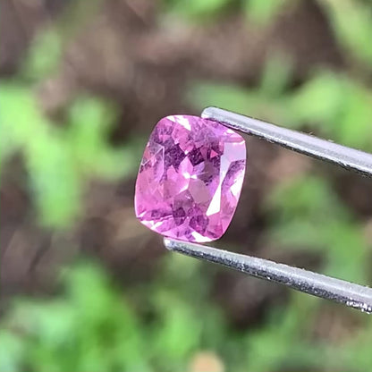 Purplish Pink Spinel Rectangular Cushion 1.25 Ct Certified Loose Gemstone For Jewelry Making