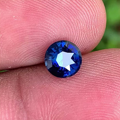 Blue Sapphire 7.1 mm Round Heated Only 1.70 Ct Natural Loose Gemstone For Jewelry Making
