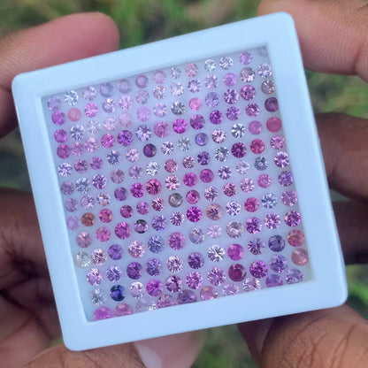 Sapphire Pink and Purple Brilliant Cut Round Natural Unheated 12.90 Ct / 160 Loose Gemstone Parcel from Sri Lanka