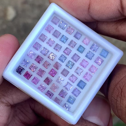 Unheated Sapphire Multicolor Princess Cut Square 9.08 Ct / 21 Natural Loose Gemstone Parcel from Sri Lanka