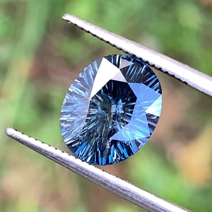 Teal Blue Spinel Fantasy Concave Cut Oval 2.79 Ct Natural Loose Gemstone From Sri Lanka