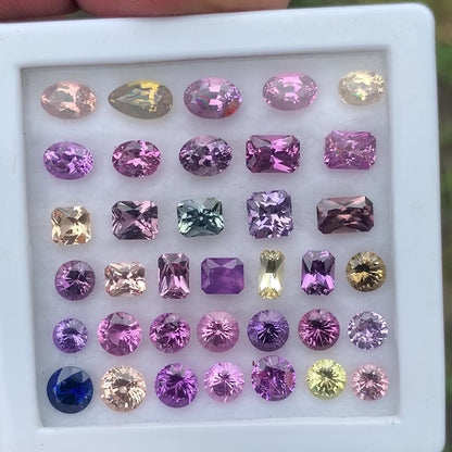Sapphire Multicolor Natural Heated Only Loose Gemstone Parcel 20.46 Ct / 36 Gemstones From Sri Lanka