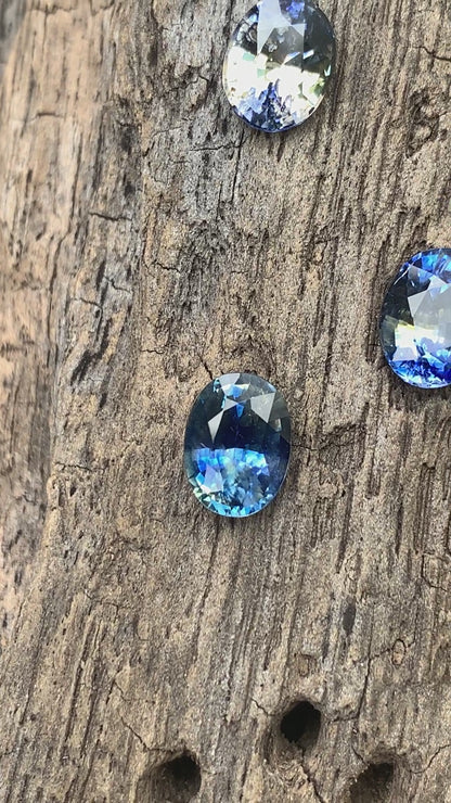 Blue & Yellow Bicolor Sapphire Ovals Natural Heated Only Loose Gemstones 4.30 Ct / 3 Stones From Sri Lanka