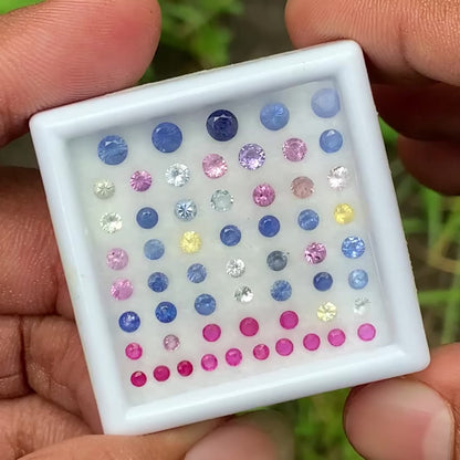 Unheated Sapphire 1.8 mm - 3.6 mm Rounds 4.62 Ct Multicolor Loose Gemstone Parcel of 56 Stones
