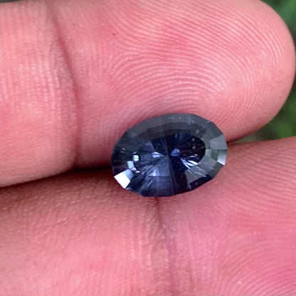 Deep Blue Spinel Concave Cut / Fantasy Cut Modified Oval 3.09 Ct Natural Loose Gemstone From Sri Lanka
