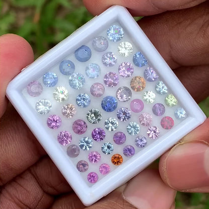 Natural Sapphire 3 - 4.5 mm Rounds 12.88 Ct / 50 Multicolor Loose Gemstone Parcel from Sri Lanka