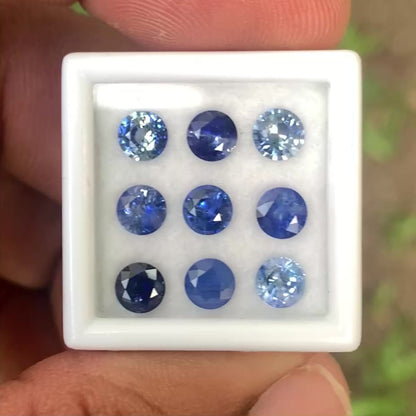 Blue Sapphire 4.7 mm Rounds 4.51 Ct Loose Gemstone Parcel of 9 Stones