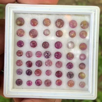 Heavily Included Hazy Pink Sapphire Rounds Parcel of 16.5 Ct / 46 Natural Loose Gemstones For Jewelry Making