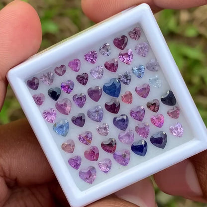Unheated Sapphire Hearts Multicolor Loose Gem Parcel of 11.05 Ct / 63 Natural Gemstones For Fine Jewelry