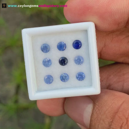 Blue Sapphire 3.5 mm Rounds 1.94 Ct Loose Gemstone Parcel of 9 Stones 💎✨