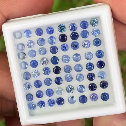 Blue Sapphire 3 mm Rounds 8.26 Ct Loose Gemstone Parcel of 64 Stones