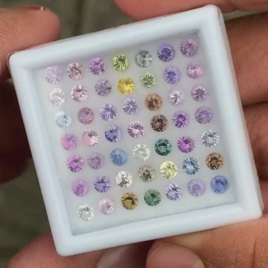 Unheated Sapphire 3.2 mm Rounds 7.84 Ct Multicolor Loose Gemstone Parcel of 49 Stones 💎