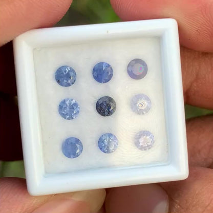 Blue Sapphire 3.5 mm Rounds 1.94 Ct Loose Gemstone Parcel of 9 Stones