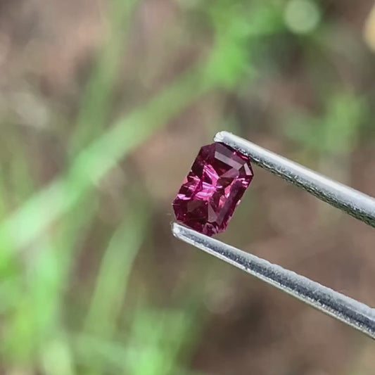 ✨ Red Garnet Concave Fantasy Emerald Cut 0.34 Ct Natural Loose Gemstone 💎
