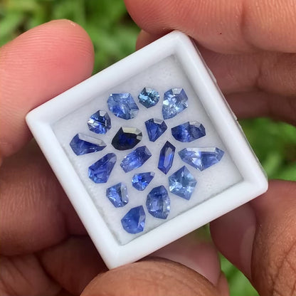 Ceylon Blue Sapphire Geometric Shape Stones Parcel Of 4 Ct / 17 Stones Heated Only Natural Loose Gemstone For Jewelry Making