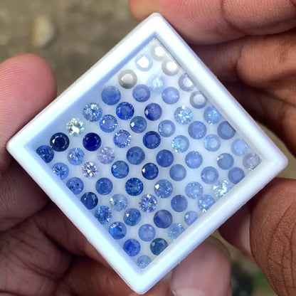 Blue Sapphire 3.3 - 3.7 mm Rounds 12.69 Ct / 64 Natural Loose Gemstone Parcel from Sri Lanka