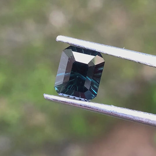 Deep Teal Blue Spinel - Concave Fantasy Emerald Cut, 1.37 Ct 💎