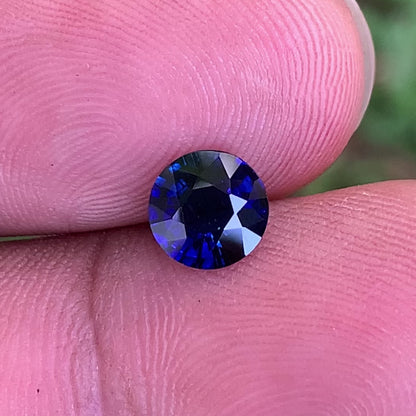 Blue Sapphire 6.7 mm Round Heated Only 1.35 Ct Natural Loose Gemstone for Jewelry Making