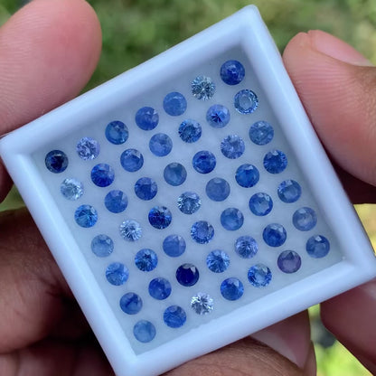 Blue Sapphire 3.2 mm Rounds 7.52 Ct Loose Gemstone Parcel of 49 Stones