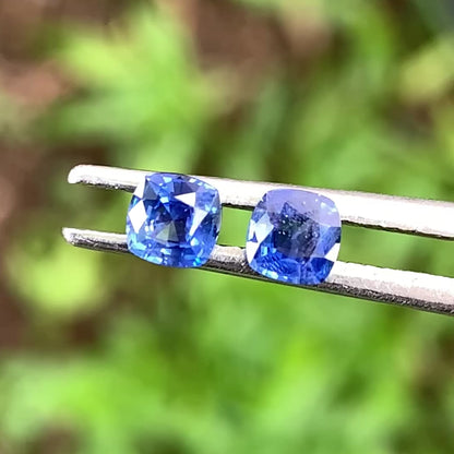 Blue Sapphire Cushion Pair 3.9 mm / 0.63 Ct Heated Only Natural Loose Gemstones for Earrings